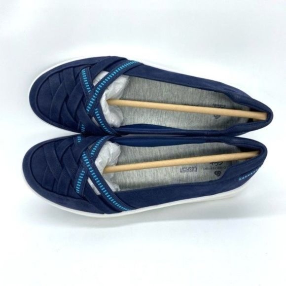 Clarks Cloudsteppers Adella Poppy Slip On Shoes Woven Sneakers New - Picture 10 of 14